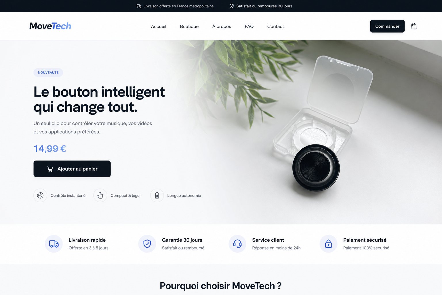 MoveTech : la boutique, construite autour d’un produit unique.
