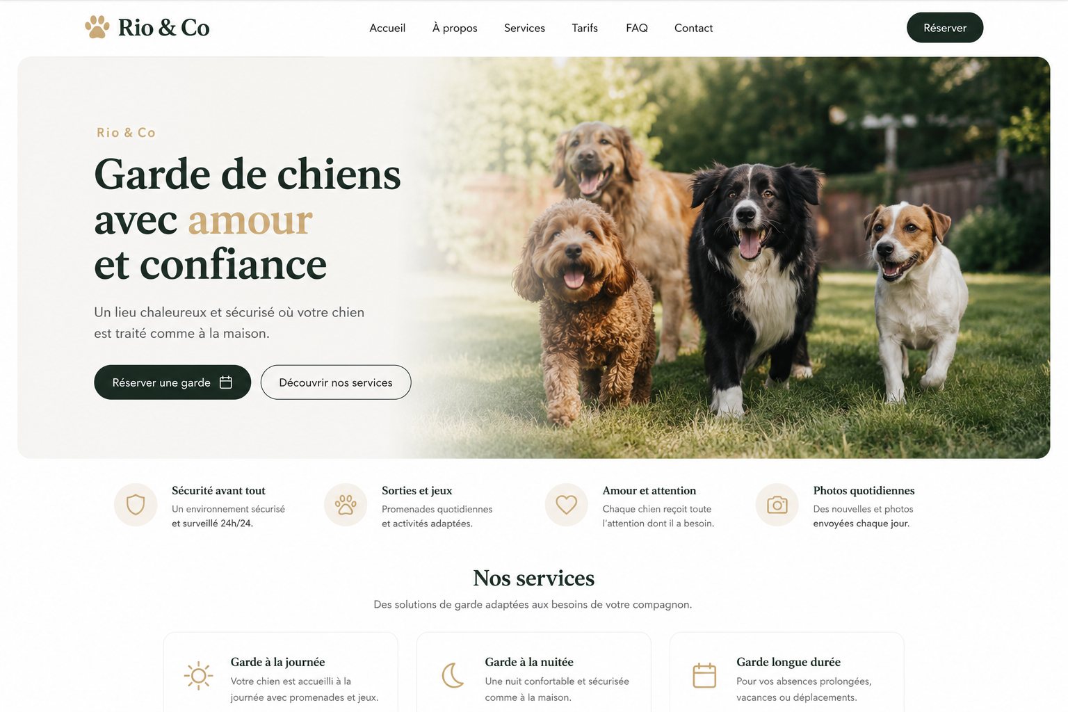 Une pension canine : accueil, services, tarifs, réservation.